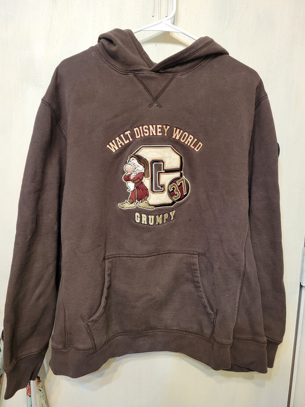 Wdw Walt Disney World Grumpy Women's Size Large Cotton Blend Brown Hoodie